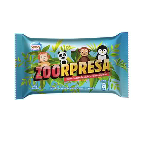 Helado Zoorpresa Chocolate Vainilla 60g. Savory