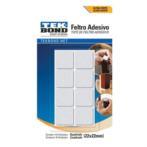 Fieltros Adhesivos Cuadrado 22mm Blanco 16un. 