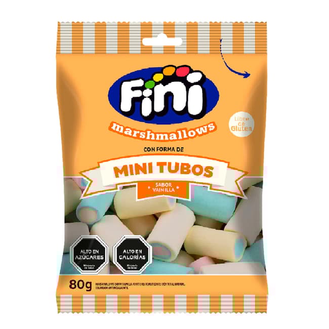 Marshmallows Fini Mini Tubos Vainilla 80Gr