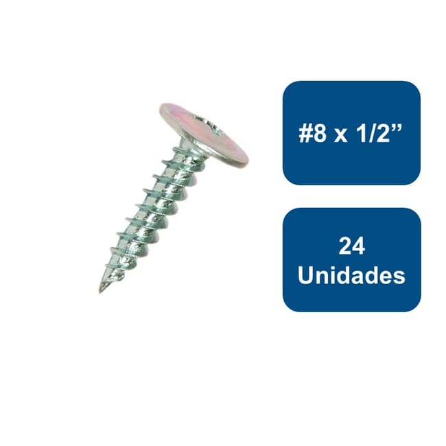 Tornillo Cabeza Lenteja Punta Fina #8 x 1/2" 24un.