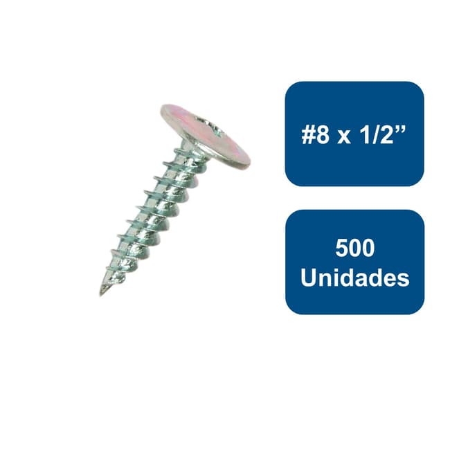Tornillo Cabeza Lenteja Punta Fina #8 x 1/2" 500un 