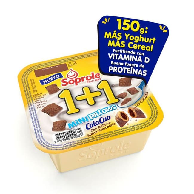 Cereal 1+1 Mini Pillows Cola Cao Soprole 150Gr