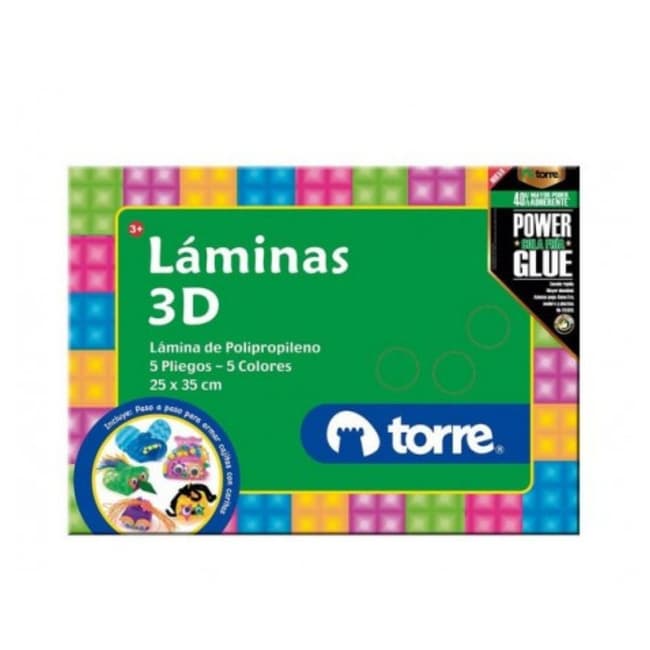 Laminas 3D 5 pliegos / 5 colores 25x35cms 
