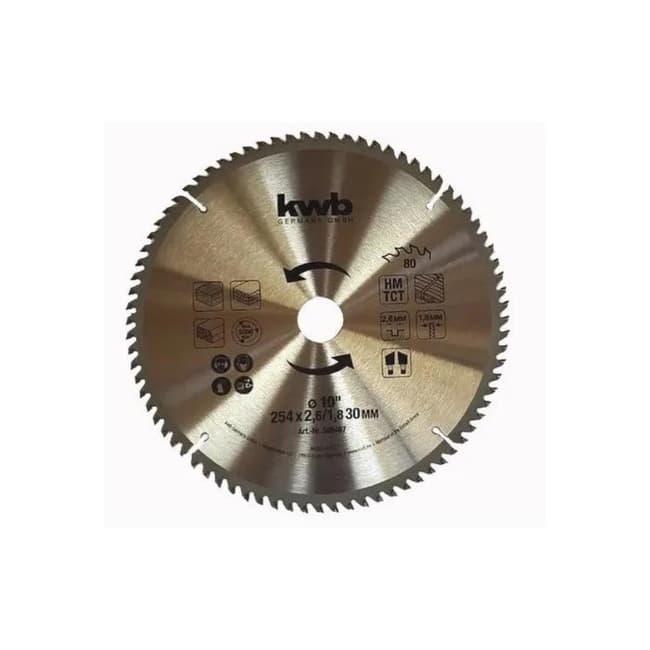 Disco sierra circular 10" / 254mm x 30mm 80 dientes 
