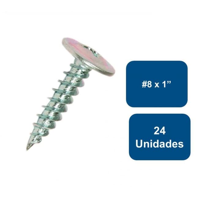 Tornillo Cabeza Lenteja Punta Fina #8 x 1" 24un.