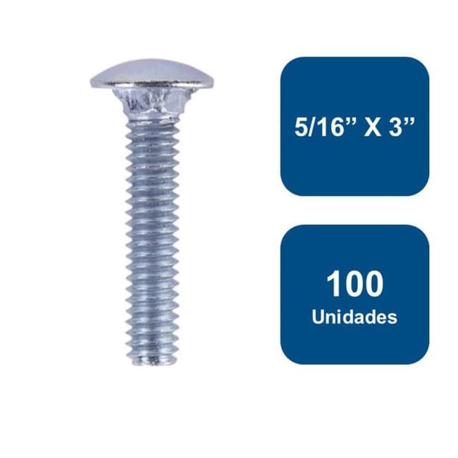 Perno Coche Zincado 5/16" x 3" 100un.